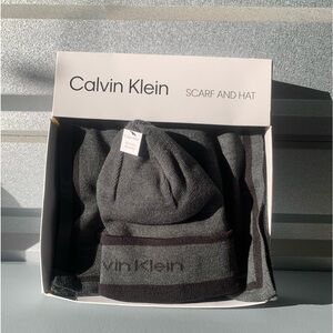 Calvin Klein Scarf and Hat Black and Gray NWT